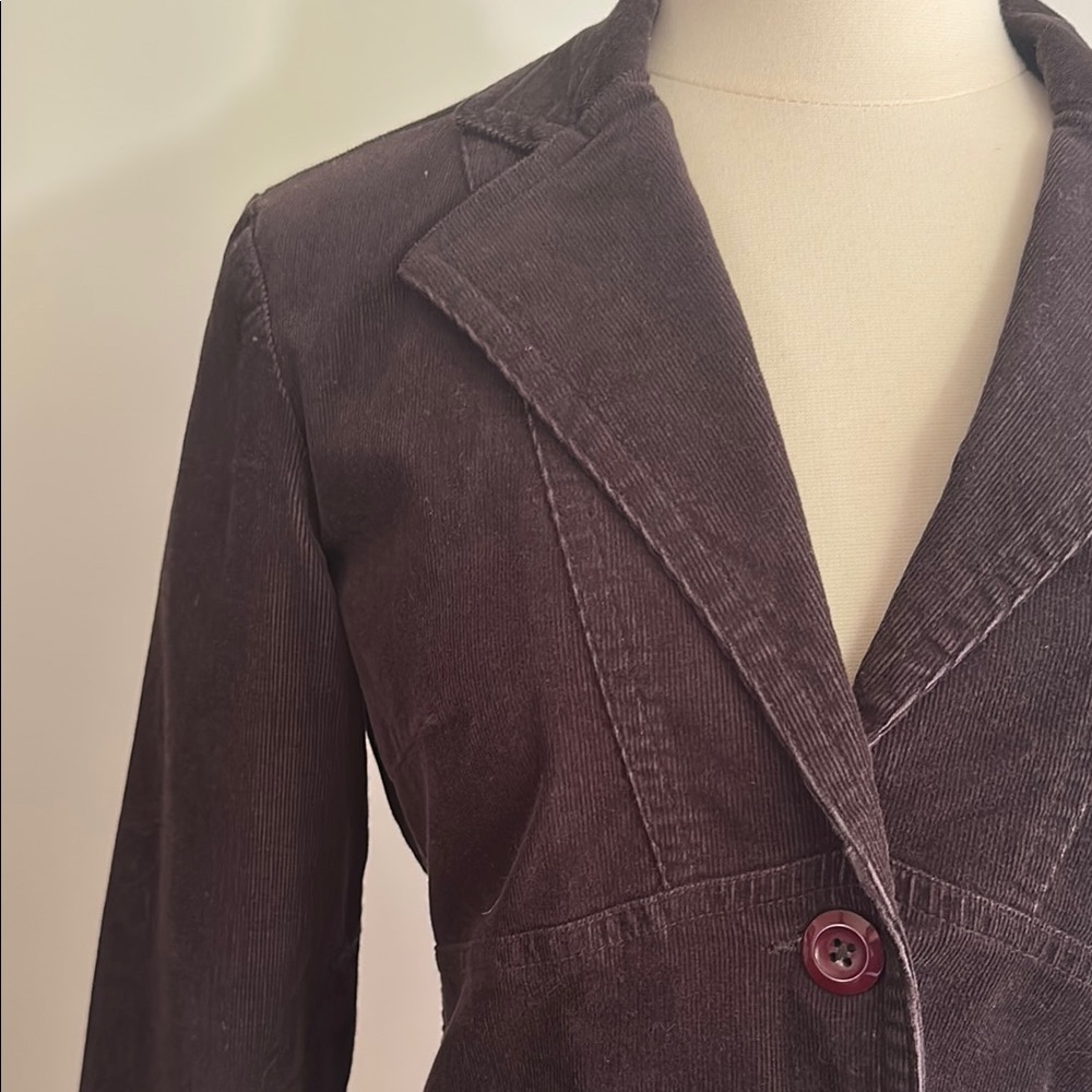 💜🤎 Willi Smith Brown/Purple Corduroy Tailored Blazer with Notched Lapels 8 - Picture 2 of 9